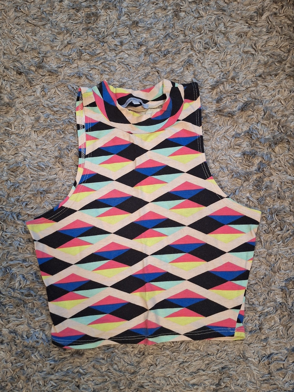 Charlotte Russe Neon Geometric Crop Tank Top